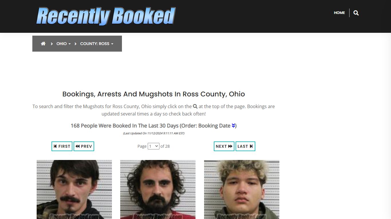 Bookings, Arrests and Mugshots in Ross County, Ohio - Recently Booked